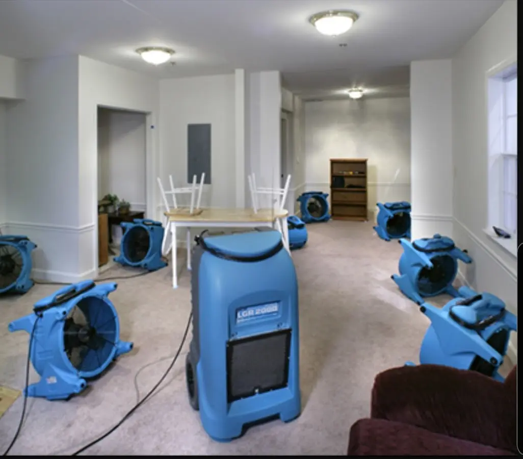 Air movers and dehumidifier setup for Water Extraction & Removal in Stuttgart